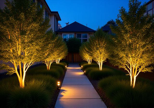 横浜の住宅の庭園照明
