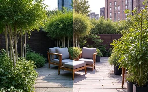 古くなった庭がモダンなテラスガーデンに生まれ変わる前後