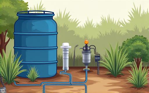 雨水タンクとドリップ灌水システム